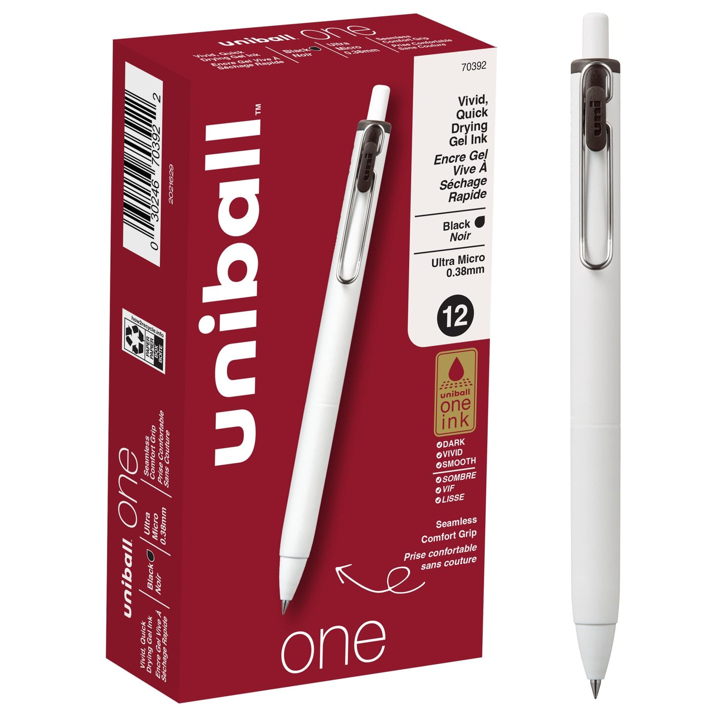 Uniball Gel Pen 12 Pack, 0.38mm Ultra Micro Black Ink, Smooth Writing Office Supplies