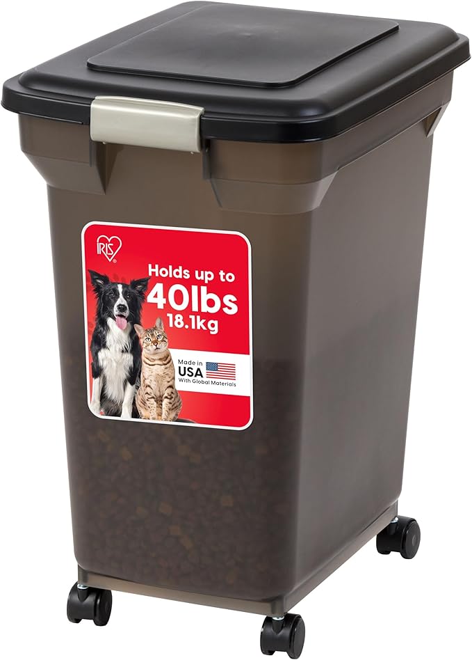 IRIS USA Airtight Dog Food Storage Container, WeatherPro, Removable Wheels