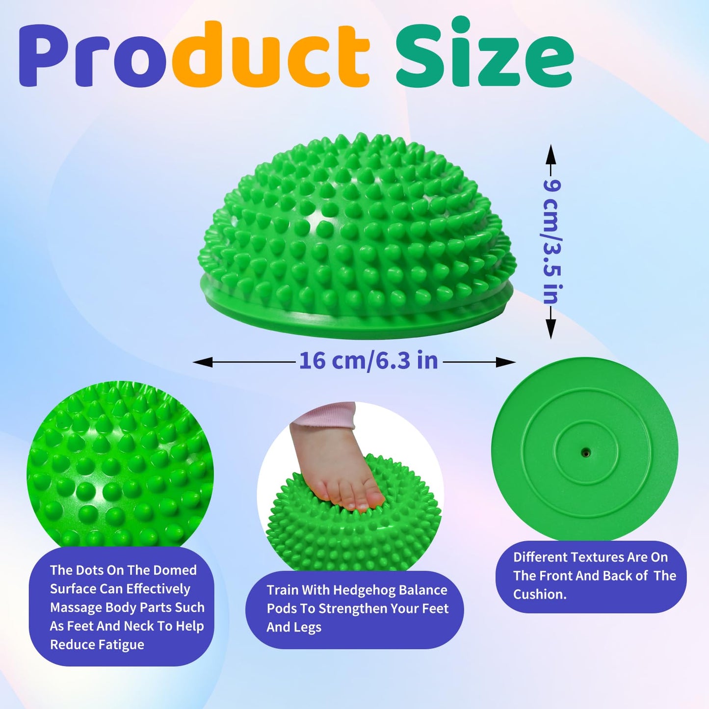 Wobble Cushion Set for Core Body Balance Training - Wiggle Disc Plus 4 Hedgehog Balance Pods and Pump, Inflatable Stepping Pads for Adults（Teal）