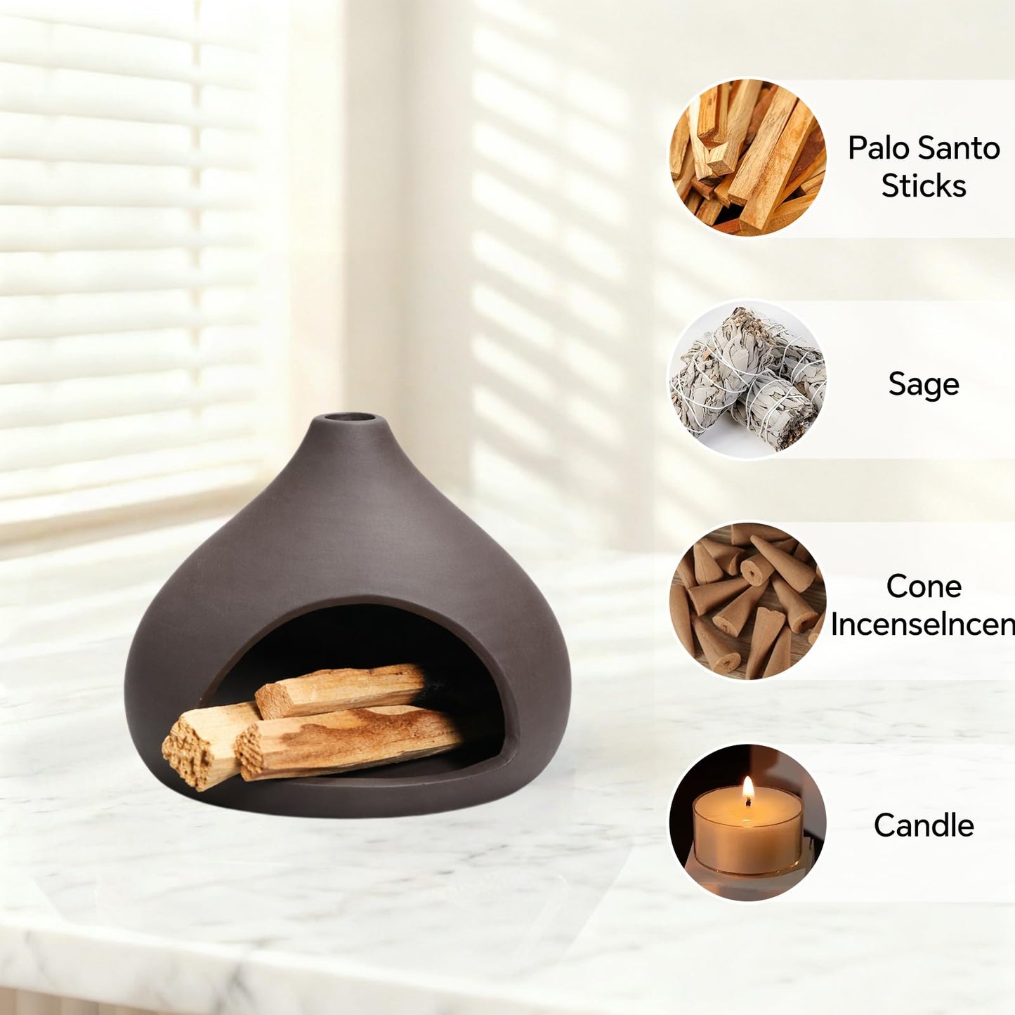 Palo Santo Holder, A Mini Chimney for Burning Palo Santo Sticks and Sage, Chimeneas Incense Holder, Cone Burner Smudge Bowls for Yoga and Meditation Rooms, Incense Bowls