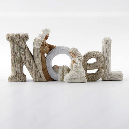 KiaoTime Decorative Noel Sign Christmas Decor Nativity Scene Nativity Set Figurines Christmas Tabletop Decorations Holy Family Figurine and Statue, Seasonal Home Décor Accent for Christmas