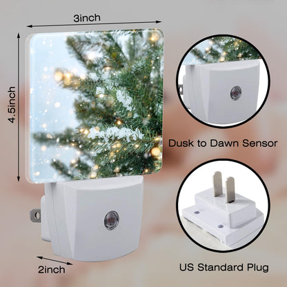 sndheke Winter Snow Pine Tree Night Light, Glitter Christmas Tree Dusk to Dawn Night Light Plug in, 0.5w Energy Saving Sleep Friendly NightLight for Kids Boys Girls Home Decor