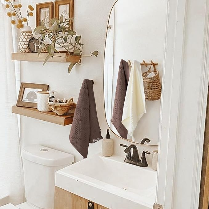 YoulerTex Luxury Decorative Hand Towels Bathroom: 2 Packs 14X30 100% Cotton