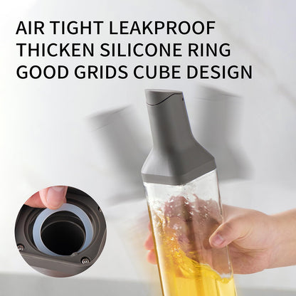 stackbear Olive Oil Dispenser for Cooking - 16oz Leakproof Glass Oil Dispenser Bottle with Gravity Spout, Air Fryer, BBQ, Healthy Salad & Non-Stick Pans, BPA-Free, Easy to Refill and Use, Light Grey