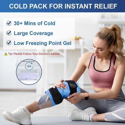 APEXUP Ice Pack for Knee Pain Relief, Large Reusable Wrap After Surgery, Flexible Gel Cold Pack for Injuries, Pain Relief for Back, Shoulder, Elbow, Ankle and Leg (Blue, L, 1PK)