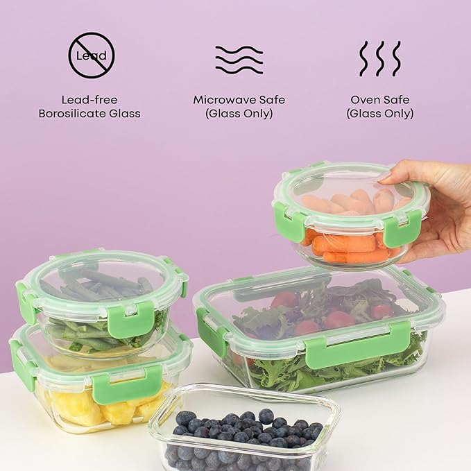 JoyJolt 24pc Borosilicate Glass Storage Containers