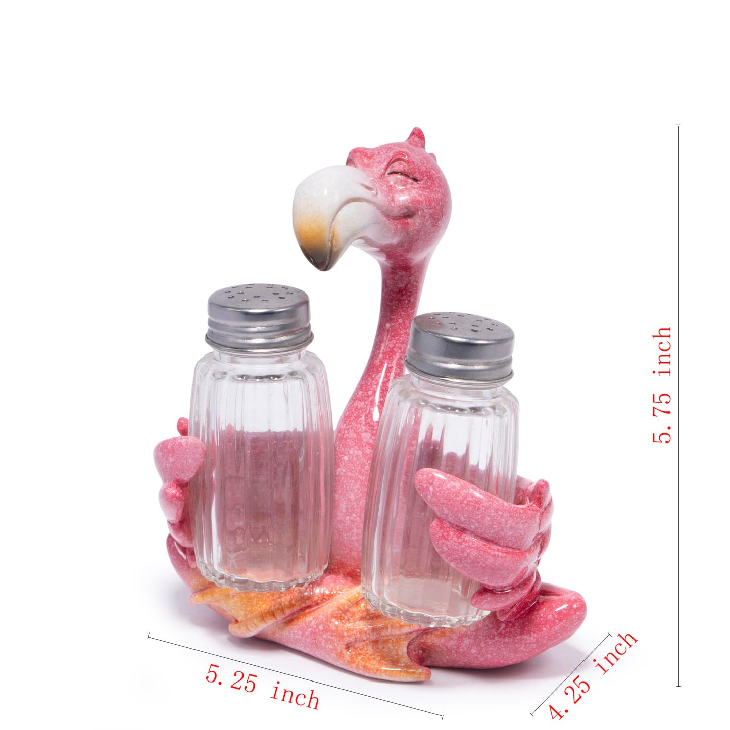 Hodao Flamingo Figurines Decorations with Salt and Pepper Shaker Flamingo Set with Holder Figurines for Summer Beach Bar and Tropical Kitchen Decor Table Decorations for Home Gifts