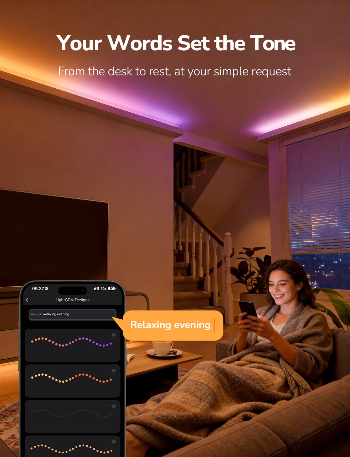 Lepro S1 AI LED Strip Lights for Bedroom - 65.6ft Smart RGB Light Strips with IC and Rainbow Chasing Effects, Color Segment DIY, Personalized Al Lighting Designer, No Remote, 2.4G Wi-Fi & Bluetooth