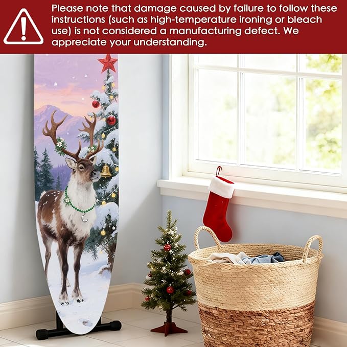 Nuxovilar Ironing Board Cover Winter Deer by Tree Pattern Polyester 15x54 Inches
