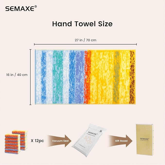 SEMAXE 12 Pack Hand Towels for Bathroom, 100% Cotton Towels