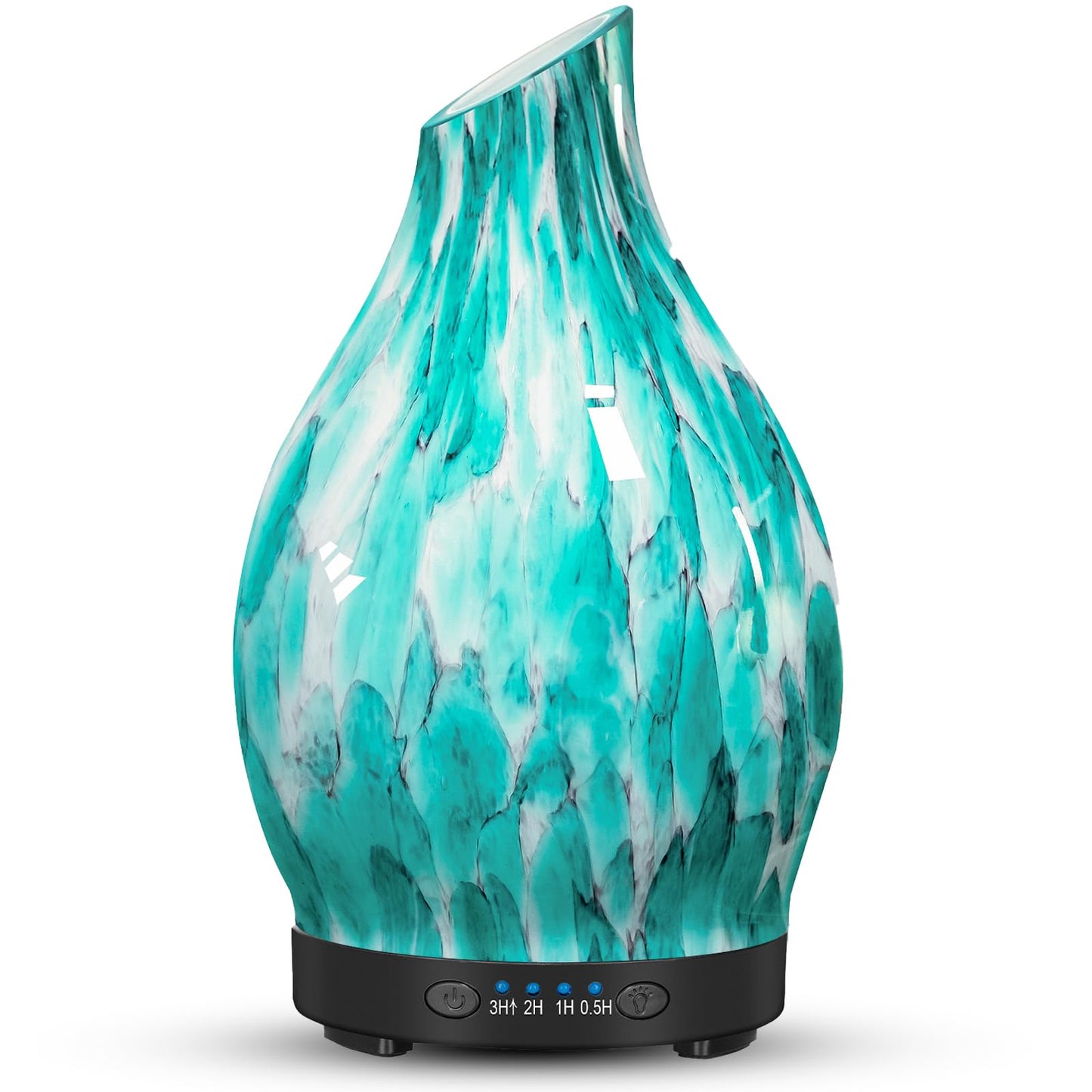 120ML Essential Oil Diffuser, 3D Glass Aromatherapy Diffuser with Auto Shut-Off and 7 Color LED Lights, Ultrasonic Mist Humidifier with 4 Timer for Home Office Bedroom (3D Fireworks)