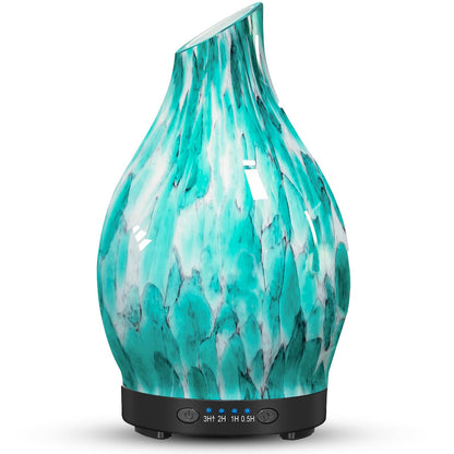 120ML Essential Oil Diffuser, 3D Glass Aromatherapy Diffuser with Auto Shut-Off and 7 Color LED Lights, Ultrasonic Mist Humidifier with 4 Timer for Home Office Bedroom (3D Fireworks)