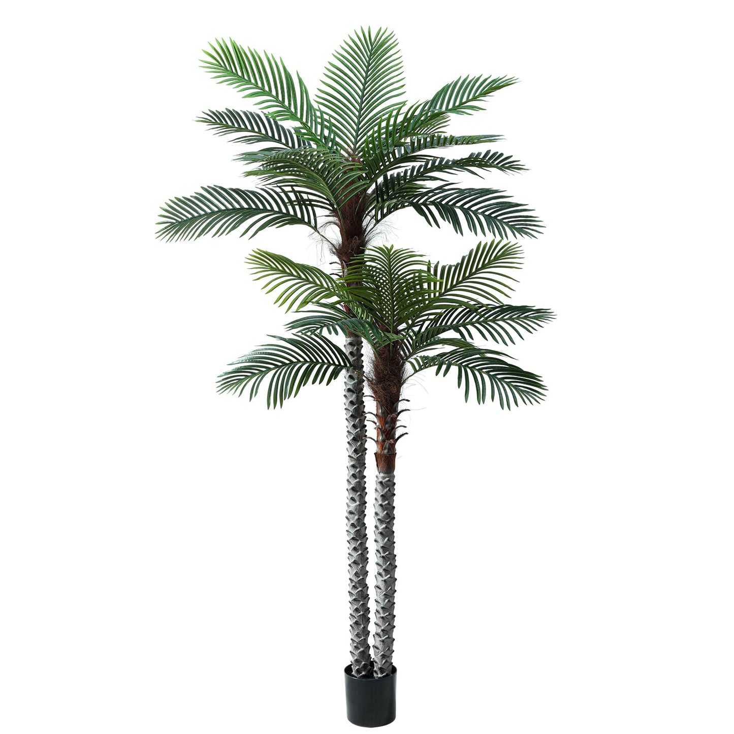 Nafresh 8ft Tall UV Resistant Faux Palm Tree, 96in Artificial Palm Tree Indoor Outdoor, Fake Tree with Real Bark and Realistic Leaves and for Home House Office Living Room Yard Patio.