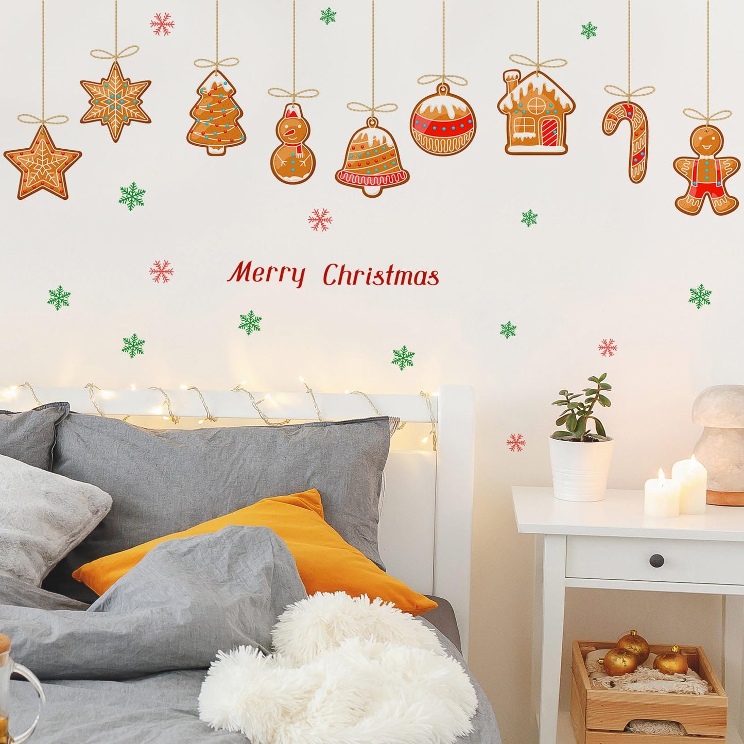 Christmas Wall Decals for Bedroom Hanging Christmas Tree Snowflake Gift Wall Stickers for Living Room Window Decor Removable Art Mural for Kids Baby Gift Nursery Door Decor Supplies (Style2)