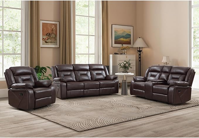 EBELLO Faux Leather Recliner Sofa Furniture Set