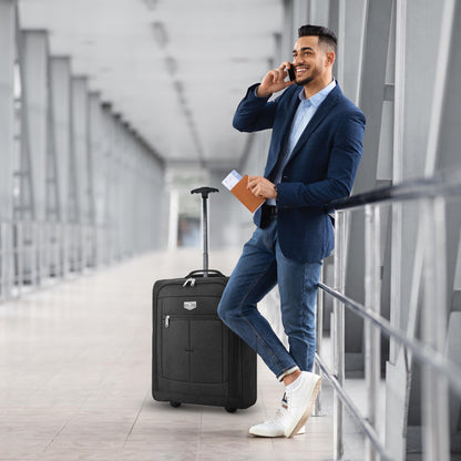 LUGG Cabin Size Lightweight Luggage - Durable 600D Polyester Snowflake Push Up Trolley - Solid Wheels - Easyjet, Ryanair, British Airways - Airway Locker (45x36x20cm)