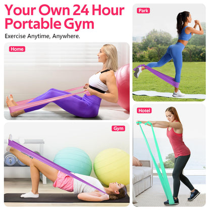 Resistance Bands for Working Out, Exercise Bands for Physical Therapy, Stretch, Recovery, Pilates, Rehab, Strength Training and Yoga Starter Set