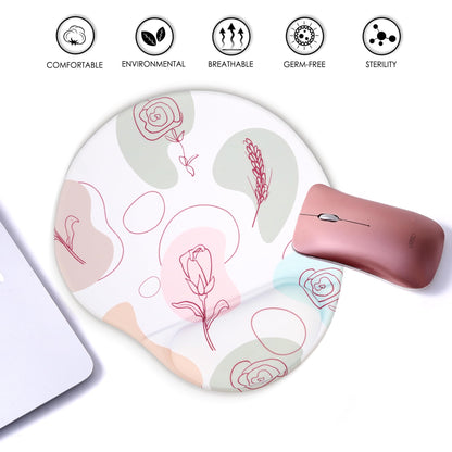 HODYXIN Ergonomic Mouse Pad with Wrist Support,Cute Floral Pattern Mouse Pads with Wrist Rest,Comfortable Mouse Pad for Home Office Gaming Work Computers Laptop with Non-Slip PU Base (Rose Fantasy)