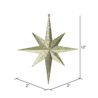 Vickerman 12" Gold Iridescent Glitter Bethlehem Star Christmas Ornament, 2 per Box
