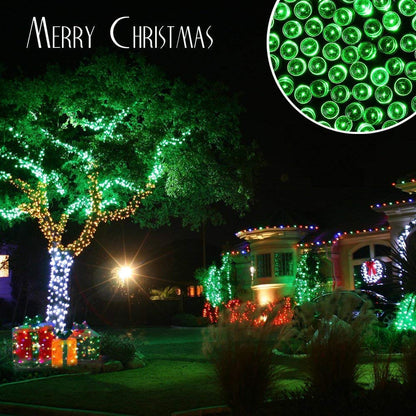 Solar Christmas Lights Outdoor, 33ft 100 LED Solar Fairy String Lights 8 Modes Waterproof Xmas Lights for Garden, Patio, Home, Party, Wedding, Holiday, Tree, Bush, Wreath, Outdoor Decor (Green)