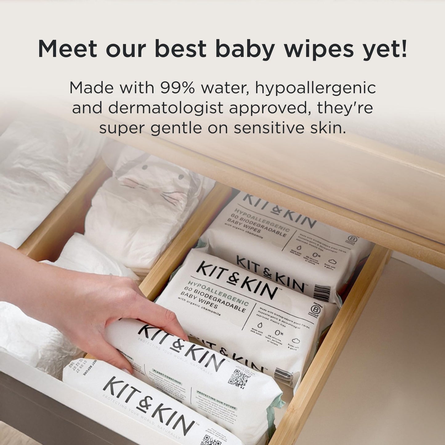 Kit & Kin Premium Eco Baby Nappies Size 1 | Newborn 2-5 kgs / 4-11 lbs | Pack of 152 Nappies | Plant-Based & Hypoallergenic | Superior Leak Protection | Vegan & Cruelty Free