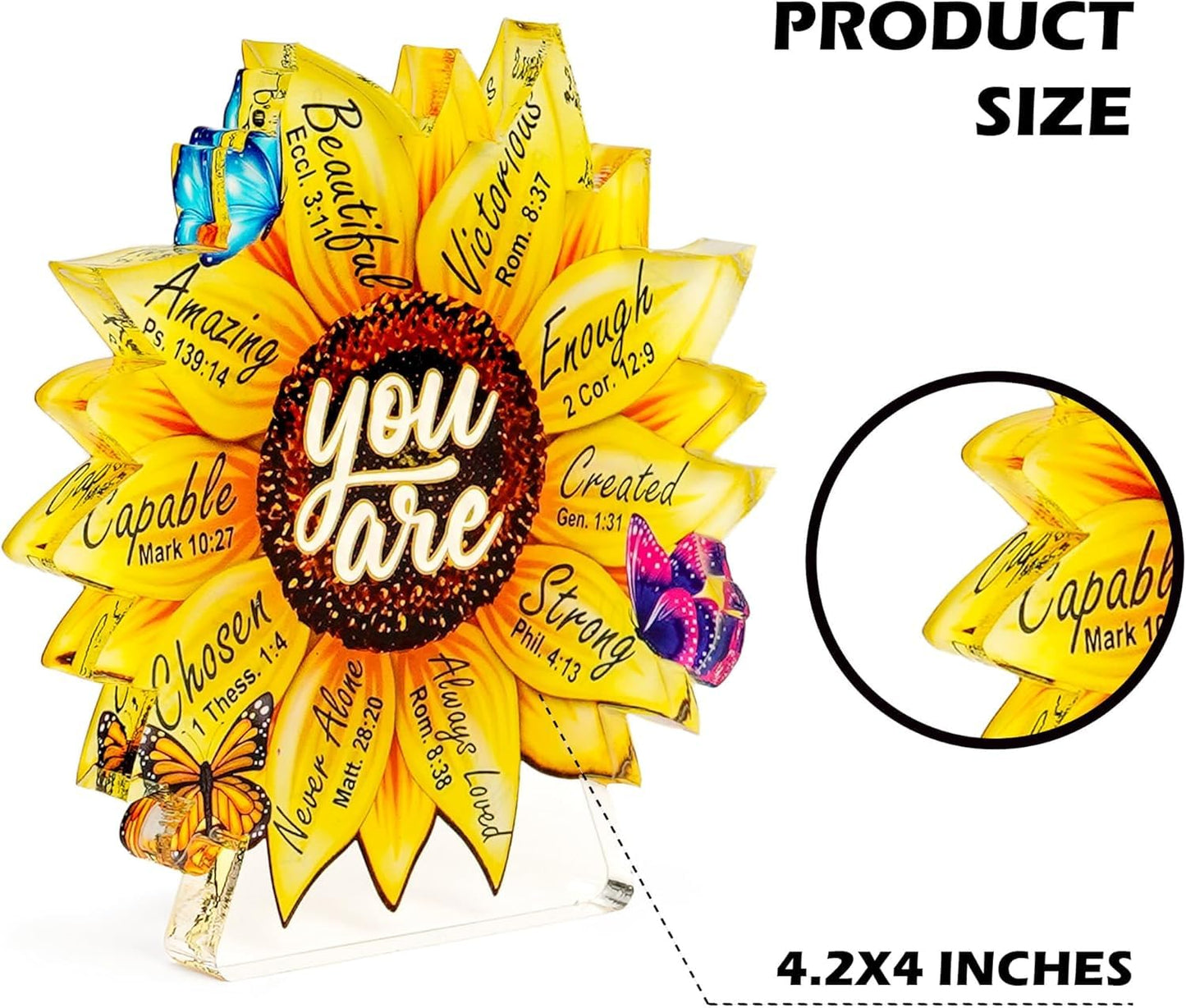 Christian Gifts for Women Acrylic Decor, Religious Gift for Women, Birthday Gifts, Bible Verse Sunflower Decor, Inspirational Scripture Gift for Her Mom Daughter Sister Aunt Teacher Best Friend