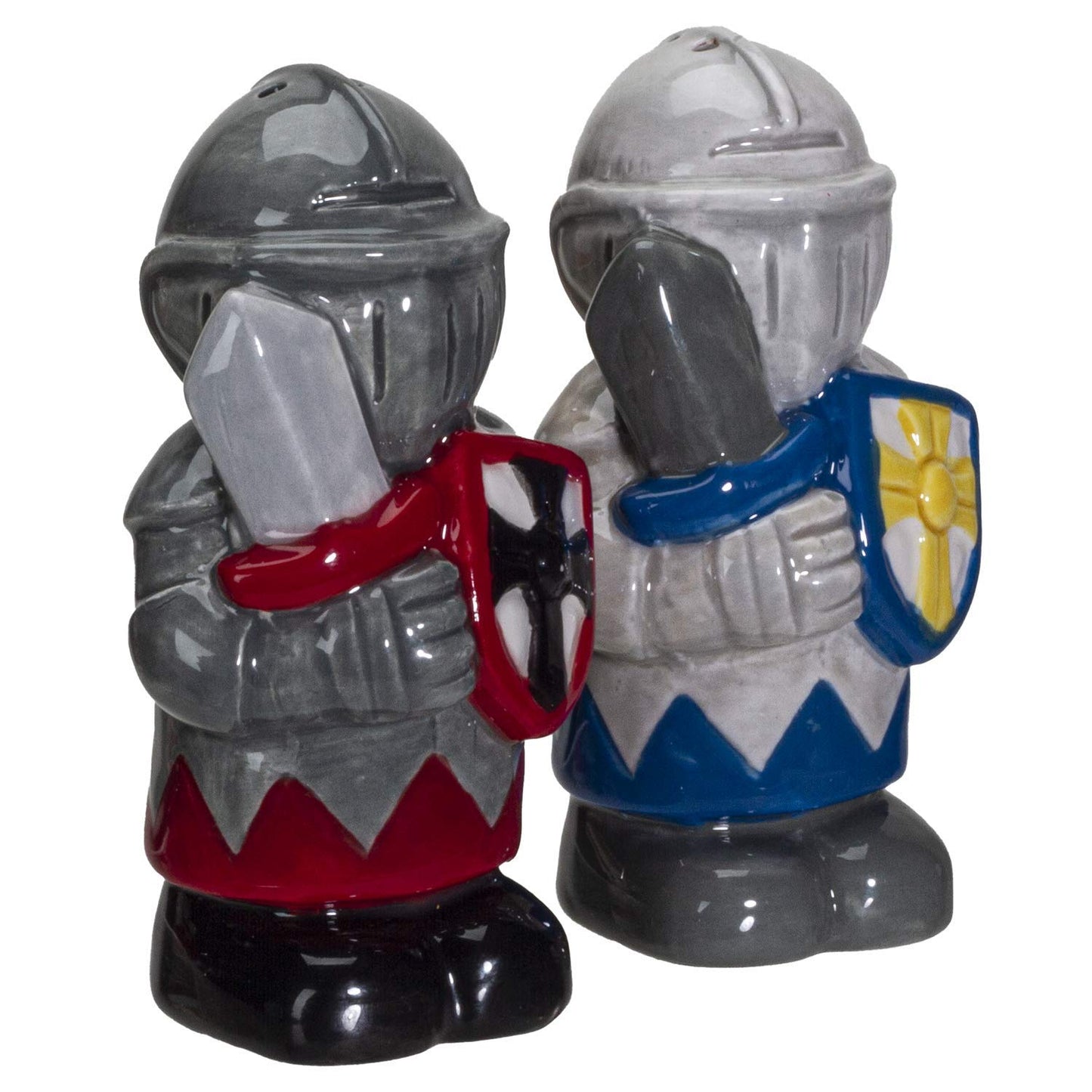 White And Black Knights Ceramic Salt and Pepper Shakers Set