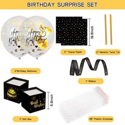 UQM Upgraded Birthday Money Box for Cash Gift Pull, Funny Pull Money Balloon Box Happy Birthday Surprise Set, Birthday Gifts for Women Men Best Friend Girlfriend Wife Sister