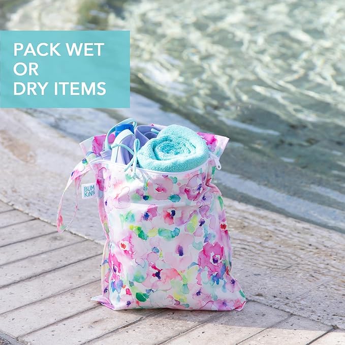 Bumkins Waterproof Wet Bag for Baby, Swim Suit, Cloth Diapers, Pump Parts