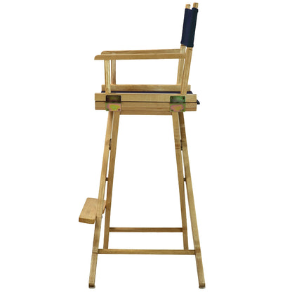 Casual Home Director's Chair ,Natural Frame/Navy Canvas,30" - Bar Height
