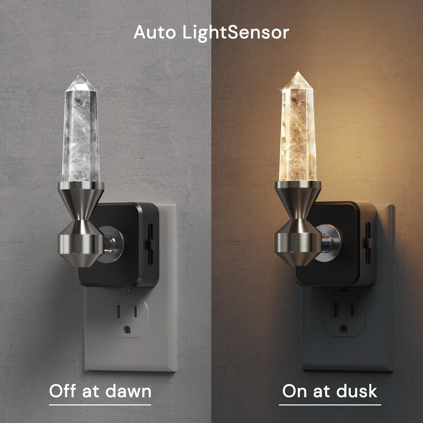 L LOHAS LED Night Light: Night Lights Plug into Wall, Dimmable Night Light Aesthetic Crystal, Warm Light 3000K, Dusk to Dawn Sensor, Healing Stone Decorative Nightlight for Home Living Room