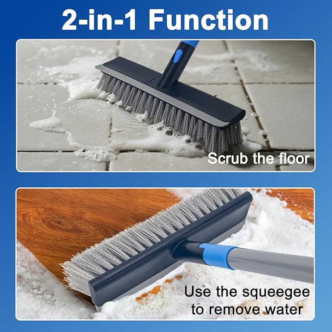 KeFanta Deck Brush with Long Handle, 2 in 1 Floor Scrub Brush