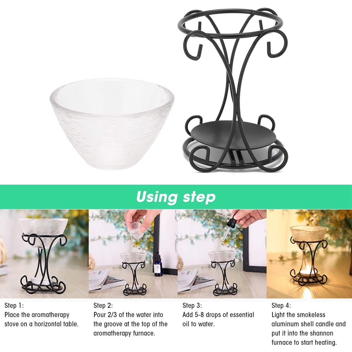 Alvinlite Romantic Tealight Candle Holder Oil Burner, Essential Oil Aromatherapy Aroma Wax Melt Burner for Home Indoor