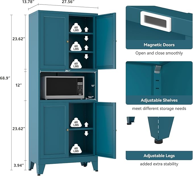 YAUWOH 69" Tall Metal Pantry Cabinet