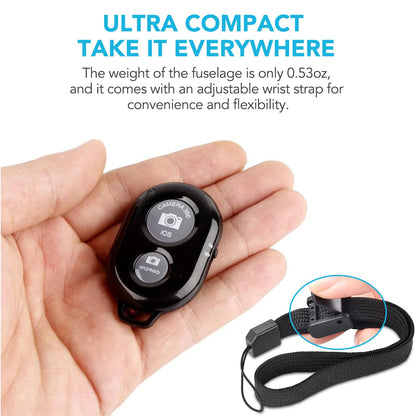 2 Pack Wireless Camera Remote Control - Wireless Remote for iPhone & Android Phones iPad iPod Tablet, Clicker for Photos & Videos, Wrist Strap Included