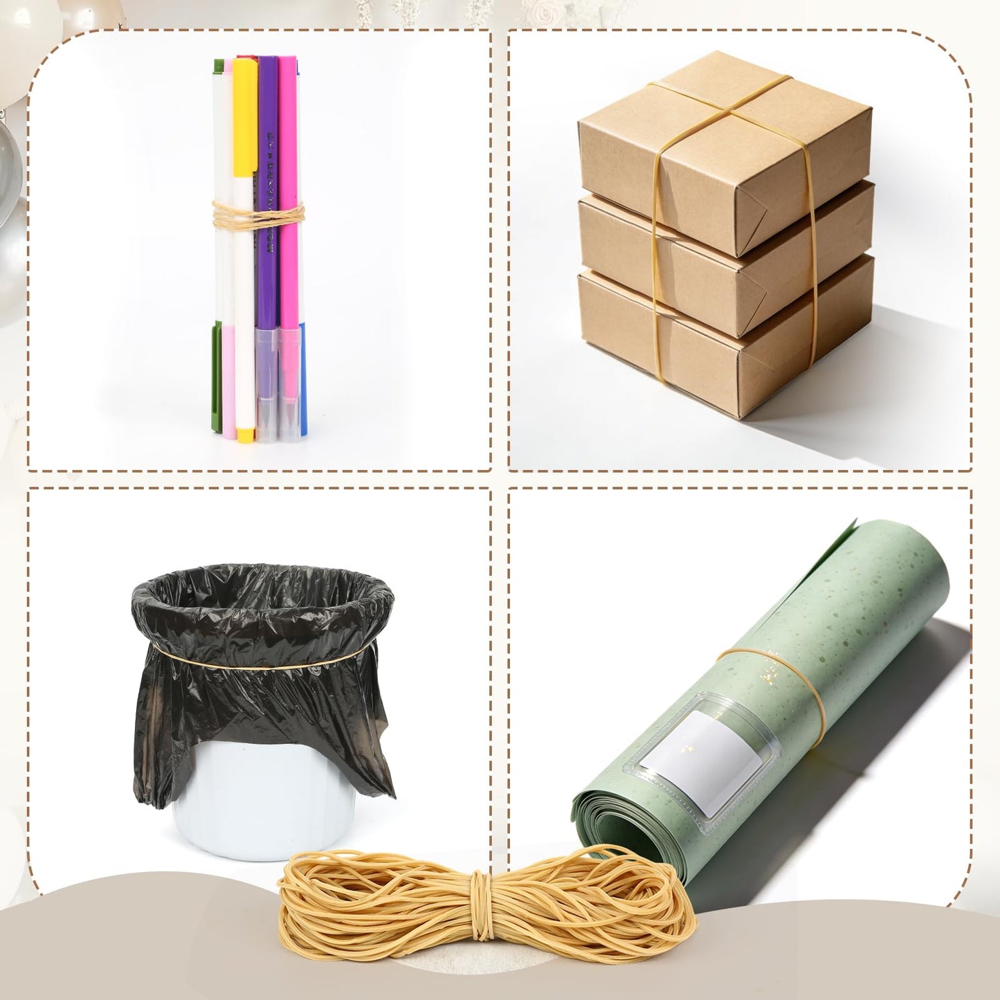 Nliyeisu Long Rubber Bands for Balloon Arch (260pcs) Size #117A Stretchy Elastic Ligas for DIY Wedding, Birthday & Shower Decorations - Large Elastic Bands for Office Supplies Trash Cans File Folders