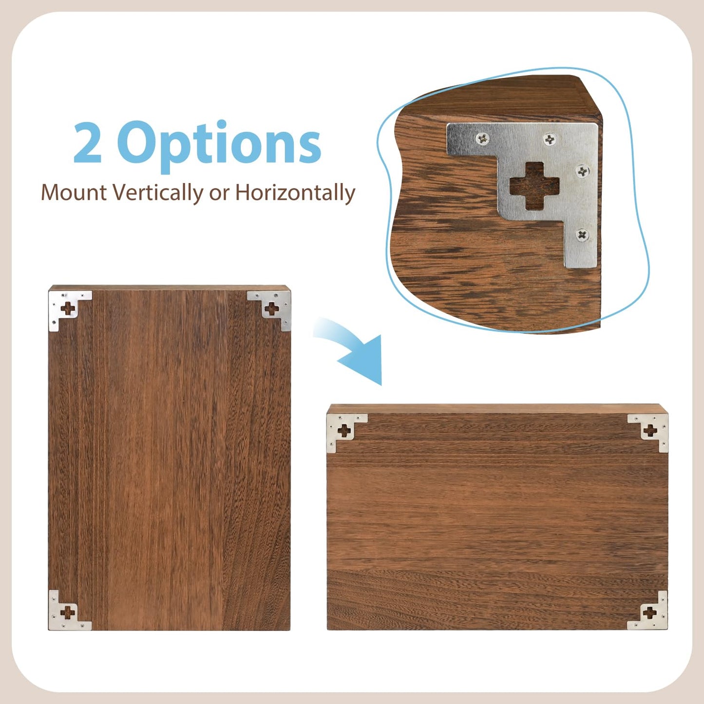 Ikee Design 3 Pcs Set Wall-Mounted Wooden Shadow Cubby Box Display Shelf with 24 Compartments Storage Display Case for Collectibles, Trinkets, Mini Figures, Brown Color, 19.9W x 2.3D x 14.8H in