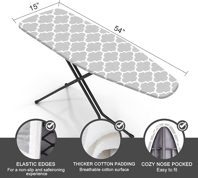 Ironing Board Cover and Pad, Standard Size 15" x 54" Iron Board Replacement