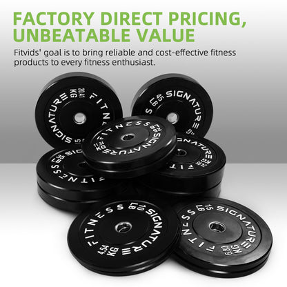 Fitvids 2-Inch Olympic Bumper Weight Plates Including 370 LB Weight Plates & 7FT Olympic Barbell Bar, Black