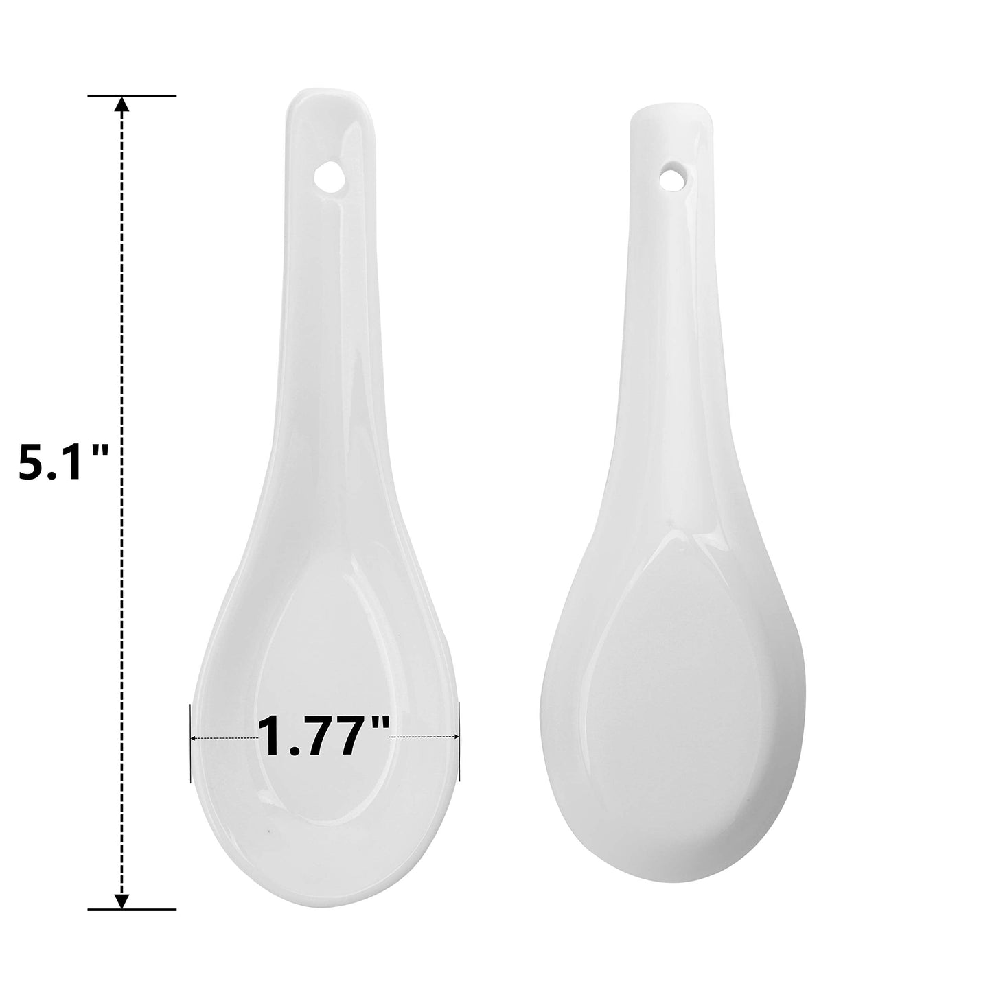 Yopay 24 Pack Soup Spoon Ceramic Asian Ramen Spoons, 5 Inch Small White Porcelain Spoons, Dessert Spoon for Kids Adults Appetizer Wonton Dumpling Miso Pho Macaron, Dishwasher Safe, Oven Safe
