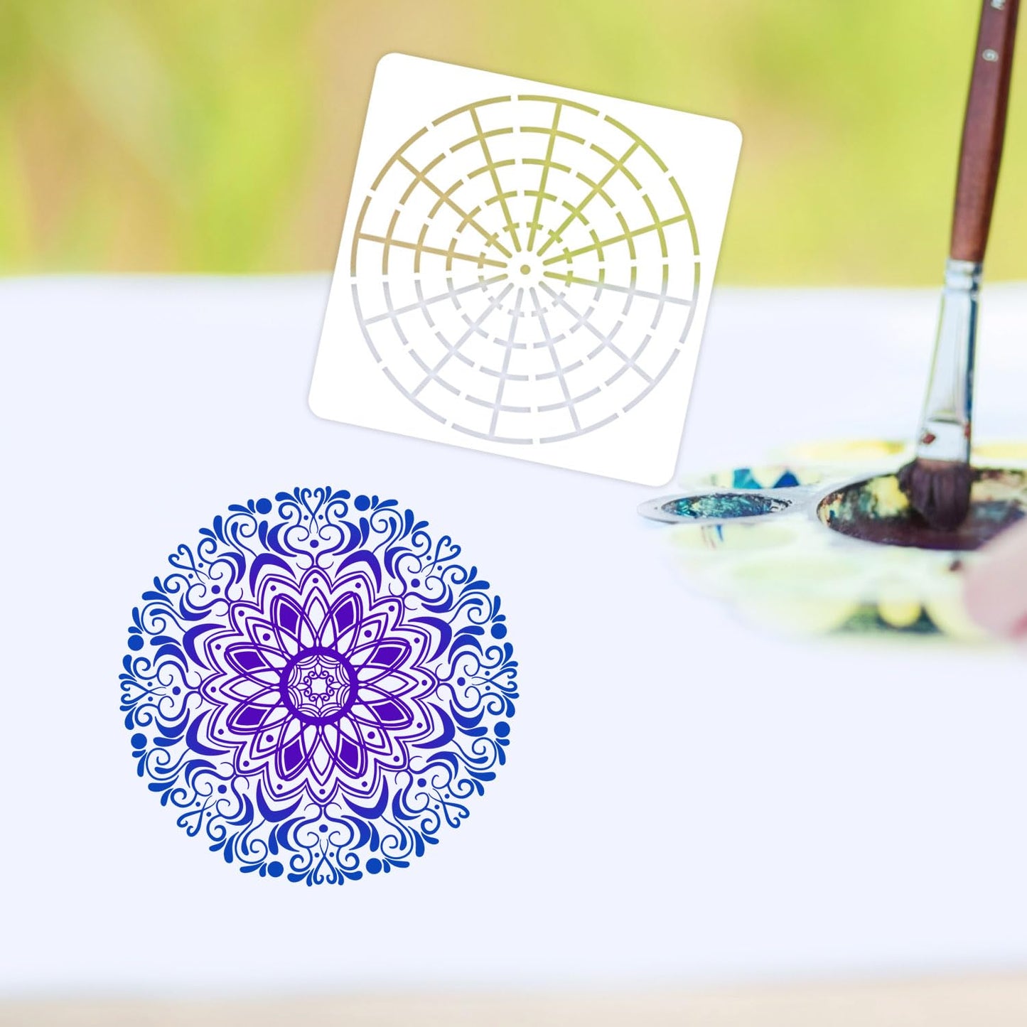 15 Pieces Mandala Dot Painting Tool Stencils Set, 8/12/16 Segment 3/4/5/6/8 Inches Reusable Mandala Stencil Template for Rock Wood Canvas DIY Painting Art Projects