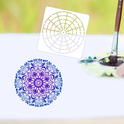 15 Pieces Mandala Dot Painting Tool Stencils Set, 8/12/16 Segment 3/4/5/6/8 Inches Reusable Mandala Stencil Template for Rock Wood Canvas DIY Painting Art Projects