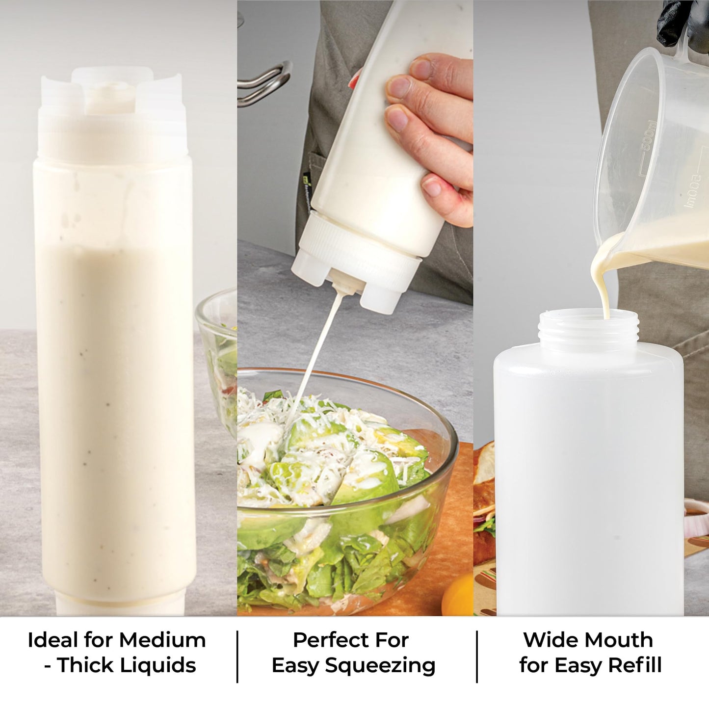 Restaurantware 16oz. FIFO Inverted Plastic Squeeze Bottle with Refill and Dispensing Lids - First In First Out - Perfect for Restaurants Catering and Food Trucks - 1ct box