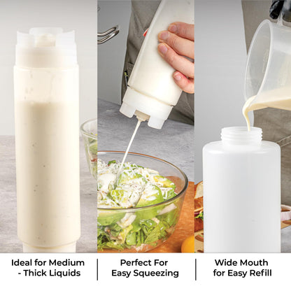 Restaurantware 16oz. FIFO Inverted Plastic Squeeze Bottle with Refill and Dispensing Lids - First In First Out - Perfect for Restaurants Catering and Food Trucks - 1ct box