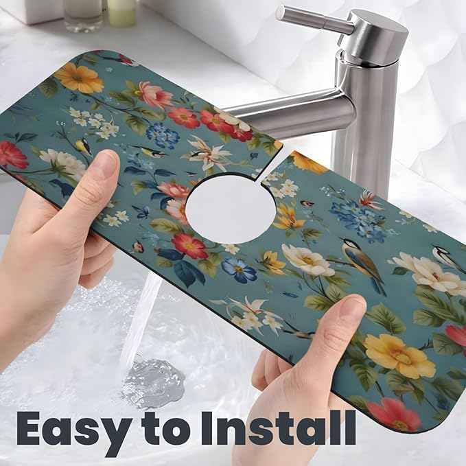 Flowers Kitchen sink faucet pad, strong water absorption, anti slip, very