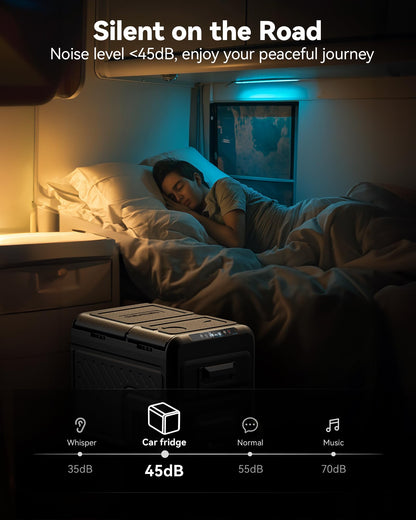 WOLFBOX 12V Car Refrigerator, 39 Quart Dual Zone Car Fridge, Portable Freezer(-8℉~68℉) with 12/24V DC 100/240V AC, APP Control Electric Cooler for Car, RV, Camping, Travel and Home Use