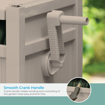 Suncast Garden Hose Reel Hideaway for 5/8" Hoses, Retracting Storage of 100ft, Light Taupe