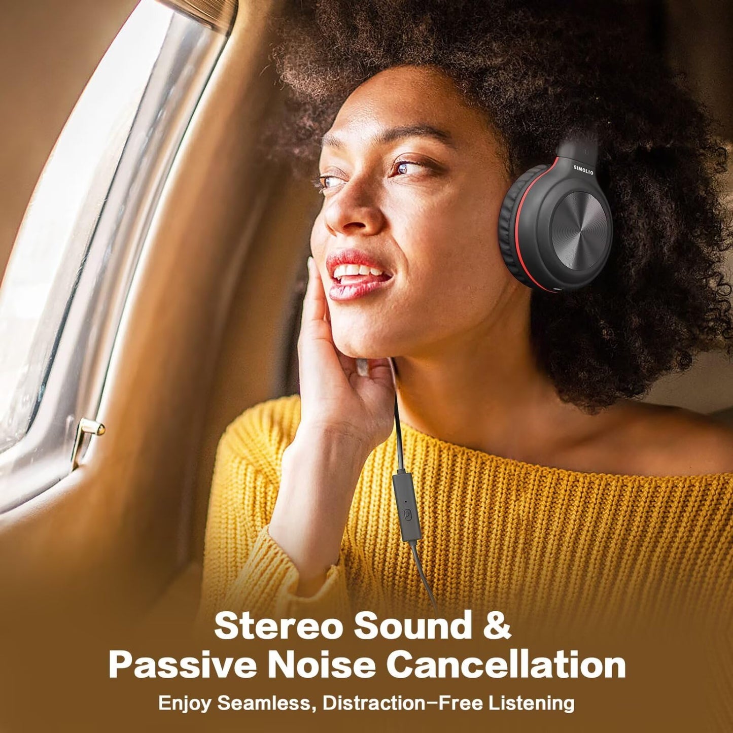 SIMOLIO 2 Pack Headphones for Laptop, Computer, Cell Phone & Tablet with 3.5mm Jack, Adults & Kids Headphones Wired, Plug in Head Phones for Laptop,Travel with Aux 3.5 mm Jack