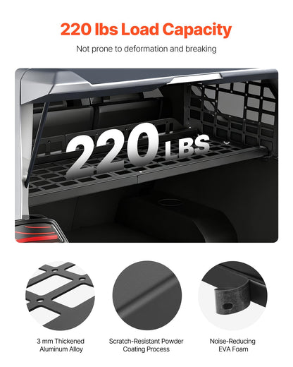 VEVOR Rear Trunk Cargo Rack, for 2010-2024 Toyota 4Runner, 220 lbs Capacity, Aluminum Alloy Basket Tray Interior Storage Luggage Carrier, Adjustable Height Shelf Stand Organizer for Camping Trip Gear