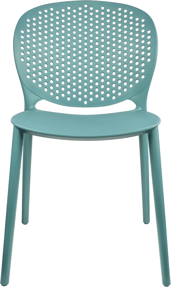 2xhome Modern Pool Patio Chair, Stackable Dining Side Chair for Indoor Outdoor Kitchen Living Room Restaurant, Blue
